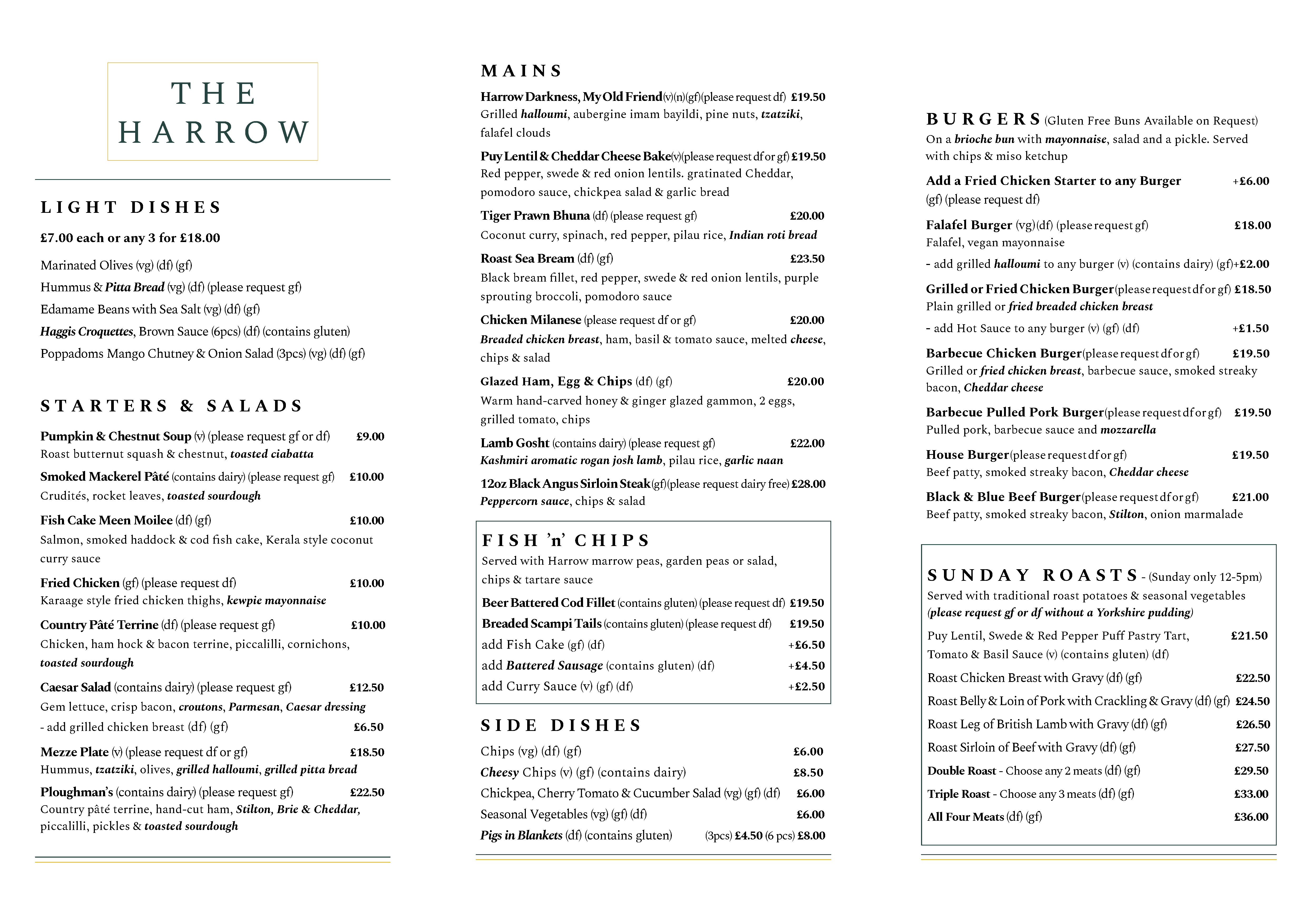 Gluten & Dairy Free Menu